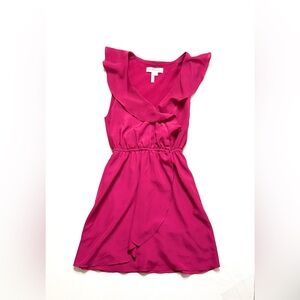 BCBGeneration Pink Asymmetrical Faux Wrap Ruffle Sleeveless Dress Size XS